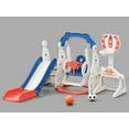 thumbnail image 5 of KORIMEFA 6-in-1 Kids Slide and Swing Set, Toddler Slide with Basketball Hoop, Swing, Outdoor Indoor Playground for Toddlers 1-3, 5 of 16