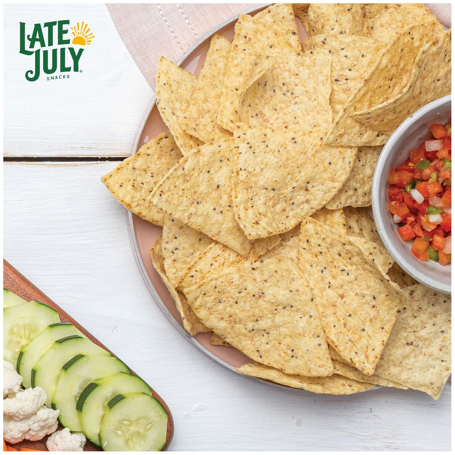 (Pack of 9) Late July Snacks Thin & Crispy Organic Chia & Quinoa Tortilla Chips, 10.1 oz