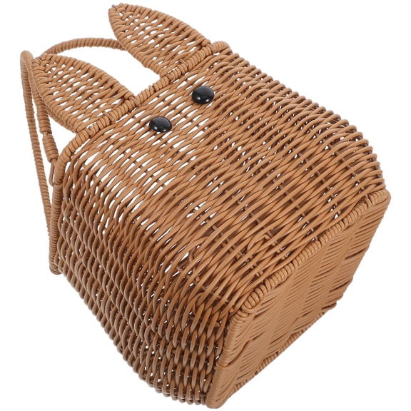COSMOBETTY Easter Bunny Basket Light Brown 1Pcs 9.6x7.5x6.6in