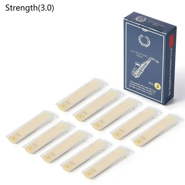 Mosiee 10Pcs/Set Alto Saxophone Reeds Strength 1.0 1.5 2.0 2.5 3.0 3.5 Sax Reed With Plastic Box For Saxophone Beginner Player