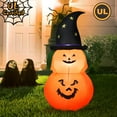 thumbnail image 1 of Gymax 5ft Inflatable Halloween Pumpkin Decoration w/ LED Light Witch Hat, 1 of 8