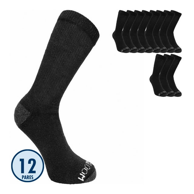 Fruit of the Loom Calceta Caballero Unitalla Algodón Afelpado Negro 12 pares