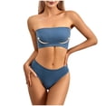 thumbnail image 4 of asdoklhq Summer Fall Sports Bras for Women 2025,Womens Fashion Plus Clearance Women's No-steel Ring Gathering No-marking Breathable Tube Top Underwear Briefs Suit, 4 of 9