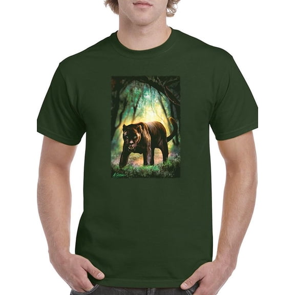 Panther In The Jungle T-Shirt Men -Anthony Chirstou Designs, Male 5X-Large