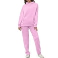 thumbnail image 3 of Breezora Women's Oversized Hoodie and Cargo Sweatpants Set Cozy Fleece Lounge Wear with Pockets Comfortable Two Piece Outfit L Size Pink, 3 of 9