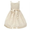 thumbnail image 2 of Richie House Little Girls Light Beige Bow Shiny Bead Embroidered Dress 3/4, 2 of 2