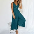 thumbnail image 4 of MSJUHEG Jumpsuits For Women One Piece Jumpsuits For Women Ladies Jumpsuit Onesie Spaghetti Strap Loose Jumpsuit Overalls Pockets Harem Womens Jumpsuit Blue 3 2Xl, 4 of 5