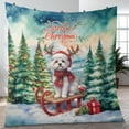 thumbnail image 4 of Merry Christmas Santa Reindeer Antlers Maltese Sleigh Xmas Winter Holiday Quilt Blanket Maltese Dog Lover Gifts Idea Cozy Comforter Throw Blanket - 00023, 4 of 5