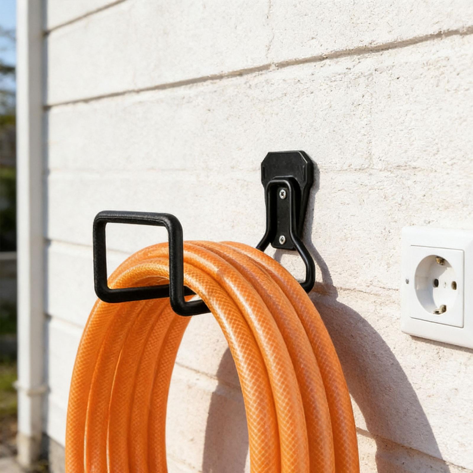 Miulika Garden Hose Holder Metal Hanger Sturdy Carbon Steel Organiser Wall Mount Hose Reel Garage Hook for Garden Garage Outdoor Yard