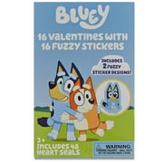 Paper Magic Group Bluey Valentine's Day Cards and Bluey Fuzzy Sticker Set - Valentine Exchange Cards C2