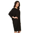 thumbnail image 3 of Women's Solid Casual Sexy Relax fit Dolman 3/4 Sleeve Side Draped Midi Dress/Made in USA, 3 of 5