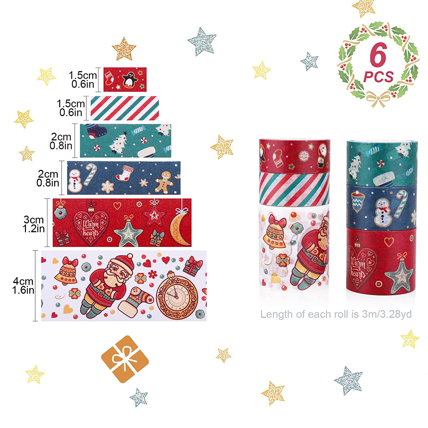 6pcs/set Cute Christmas Day Washi Tape Box