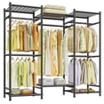 thumbnail image 1 of Exenoray 66.5" Heavy Duty Metal Closet Organizer, 650lbs Capacity Freestanding Wardrobe with 5 Hanging Rods, Adjustable Shelves & Anti-Tip Kit, Black, 1 of 8
