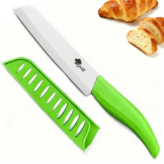 Serrated Bread Knife 6-inch Sharp Ceramic Kitchen Knife Rustproof Ceramic Blade Cutter Tool