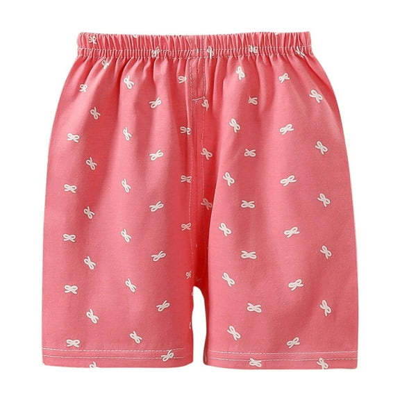 Maean Little Girls Cotton Shorts Elastic Waist Cute Printed Soft Comfy Summer Shorts for Girl 1-7 Years