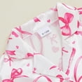 thumbnail image 5 of YunPes Toddler Girls Satin Outfits Bow & Heart Print Button Down Shirts Pants 2PC Sets Fuzzy Trim Cuffs Valentines Matching Sets 2PC, 5 of 7