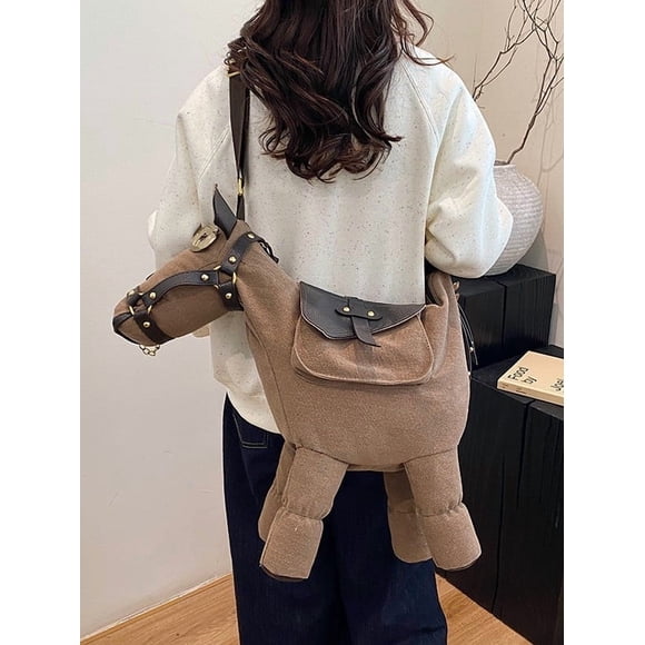 Chanana Novelty Horse-Shaped Crossbody Bag – Western Cowboy Shoulder Purse with Adjustable Strap, Retro Ranch Bag, Brown