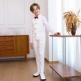 thumbnail image 5 of Delliss 6 Piece Boys Suit for Kids Tuxedo Wedding Formal Suit Set Boy Formal Suits Tuxedo Suits Formal Jacket,Pants,Shirt,Vest,Bow Tie,Pocket Towel, 5 of 9