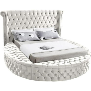 Atlin Designs King Modern Fabric Standard Bed, White