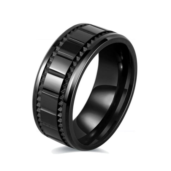 GY Jewelry Gear Design Black Plated Titanium Steel Mens Ring Men Wedding Band Man Ring
