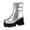 Silver, variant on Platform Booties for Women Chunky Heel Round Toe Ankle Boots Glitter Upper Fashion Snakeskin Pattern Side Zipper Short Boots