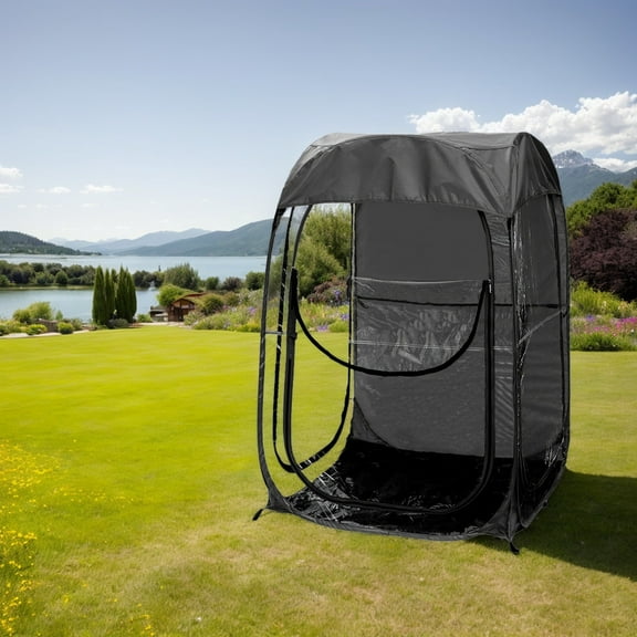 Portable Pop Up Sports Tent For Outdoor Events, Fishing And Camping, Weatherproof Shelter Against Wind And Rain, Compact Black Design