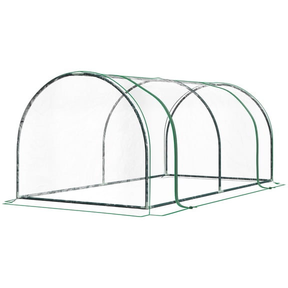 Outsunny 7' x 3' x 2.5' Mini Greenhouse, Portable Greenhouse Hot House with 4 Zippered Doors & PVC Cover for Outdoor Garden Lawn, Clear