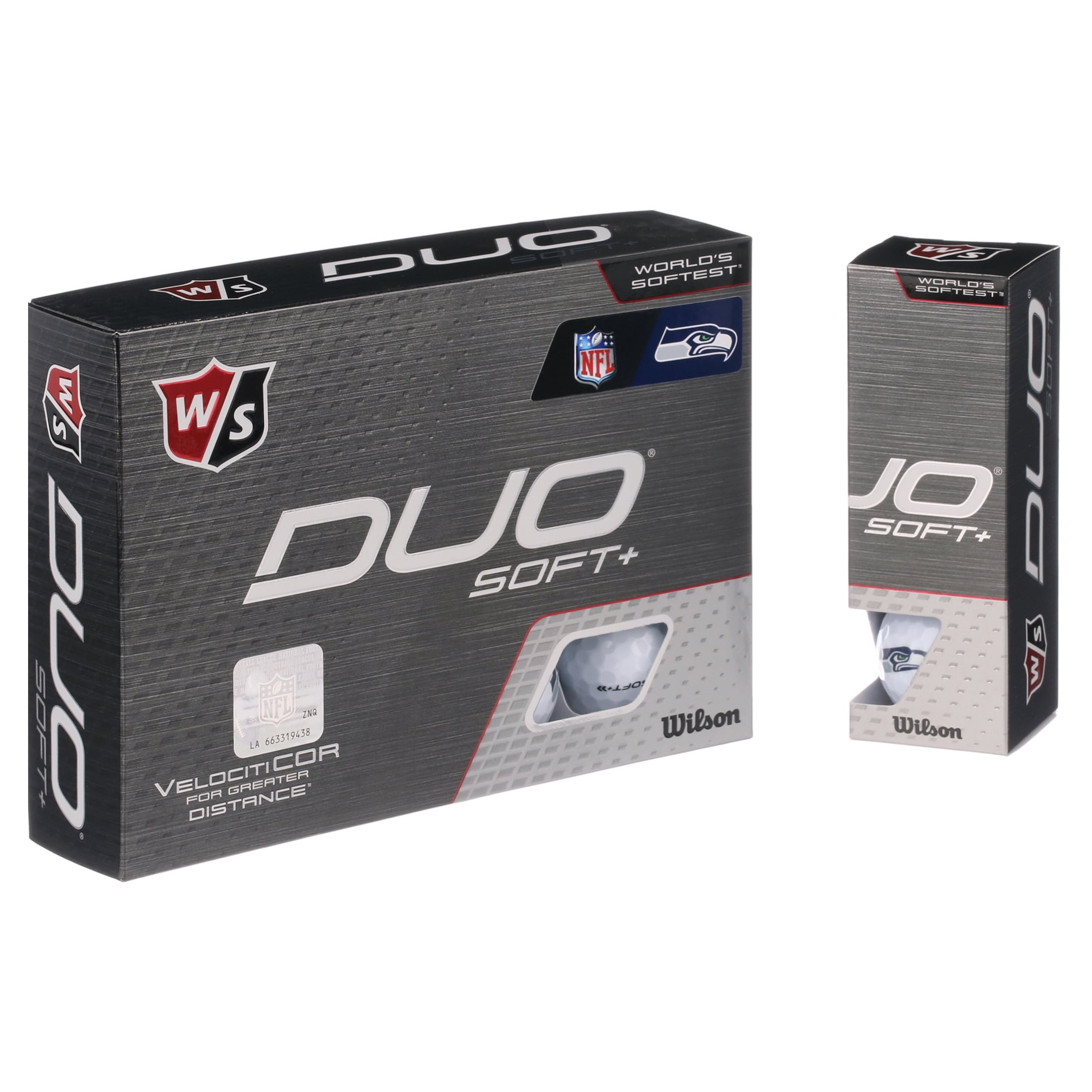 Wilson Staff Duo Soft + NFL Golf Balls White, Seattle Seahawks