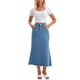 thumbnail image 2 of Falda de mezclilla maxi A Line de cintura alta INSPIRE CHIC para mujer, dobladillo deshilachado, falda de jeans casual L azul cielo, 2 of 6