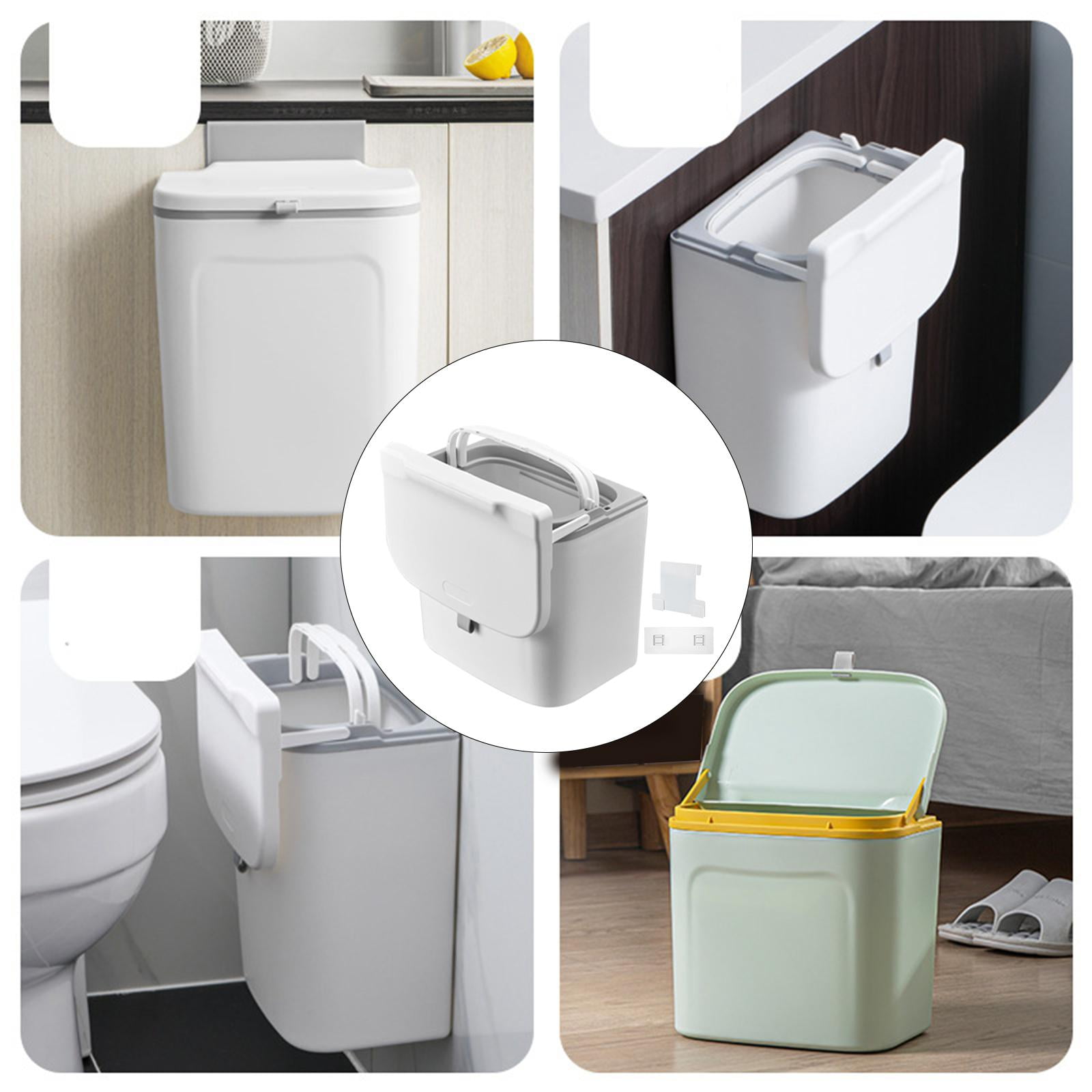 7/9L Garbage Can Wall Mounted With Sliding Lid Kitchen Trash Can For Under Sink