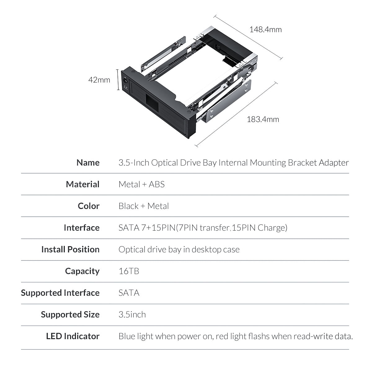 ORICO 3.5 inch SSD/HDD Internal Tray Mounting Bracket with 2.5" to 3.5" Internal Hard Drive Adapter for 7 / 9.5 / 12.5mm 2.5 inch HDD / SSD