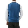 thumbnail image 3 of Kallspin Men's Sweater Vest Cotton V Neck Relaxed Fit Knit Sleeveless Pullover Sweater(Blue,Small), 3 of 9