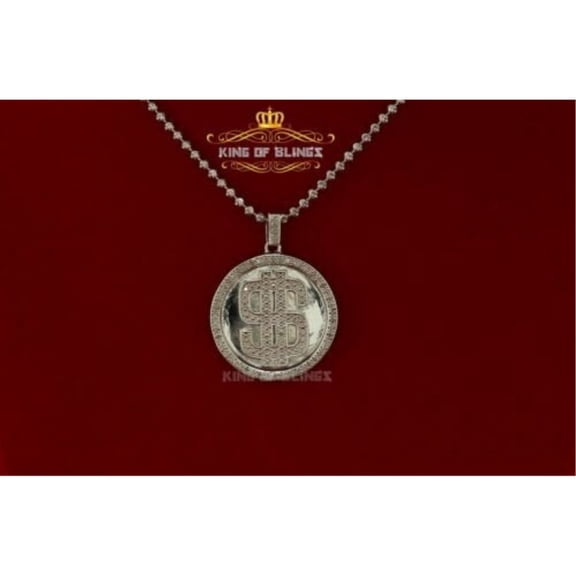 King of Bling's White 925 Sterling Silver 0.17ct Diamond Beautiful' Dollar 'Sign Letter Pendant