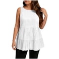 thumbnail image 1 of Ixbnca Débardeurs pour Femmes Grande Taille Sans Manches à Col Rond Blouses Décontractées Légères Tuniques Amples, 1 of 7