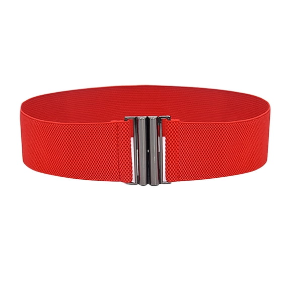 TELOLY Stretch Belts for Women Plus Size Elastic Wide Waist Belts for Jeans Pants Dress Lady Fashion Waistband with Metal Buckle, Red