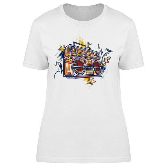 Funky Colorful Boom Box T-Shirt Women -Image by Shutterstock, Female x-Large
