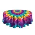 thumbnail image 5 of Rainbow Tie Dye Radial Pattern Round Tablecloth 60"x60",Wrinkle Wipeable Table Cloth for Kitchen Dining Room Picnic Patio Party, 5 of 6