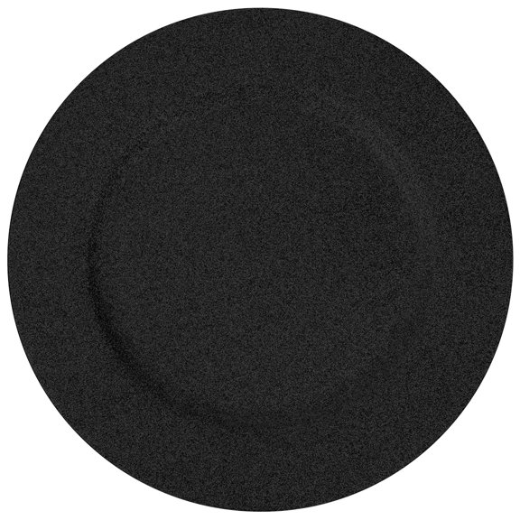 Koyal Wholesale Acrylic Black Glitter Charger Plates for Weddings Birthdays Quinceaneras Party Events, 13", Set of 4