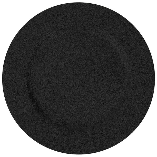 Koyal Wholesale Acrylic Black Glitter Charger Plates for Weddings