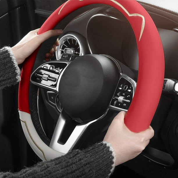 Funda para volante de coche, antideslizante, fina, para volante deportivo, de cuero