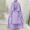 thumbnail image 6 of IBTOM CASTLE Muslim Chiffon Abaya for Women Open Front Cardigan Modest Dress with Hijab Scarf Middle East Arabian Robe Islamic Long Dress L Purple, 6 of 8