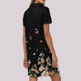 thumbnail image 4 of UoCefik Womens Summer Dresses 2025 Casual V Neck Short Sleeve Polo Shirts Dresses Elegant Floral Beach Sundress Petite Holiday Flowy Dress Black XXL, 4 of 4