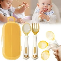 A Spoon Clearance! Toddler Utensils Self Feeding Flatware Set Withtravel Case Spoons and Forks With Silicone Bendable Handle Easy Grip Heat Ideal for Kids Stage Tableware