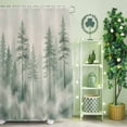 thumbnail image 2 of Shower Curtain, Watercolor Green Tree Retro Linen Waterproof Shower Curtain Set with Hooks for Bathroom Showers,Stalls and Bathtubs,60x72In Mist Forest Plant, 2 of 9