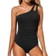 thumbnail image 3 of Traje Baño una Pieza con un Hombro Descubierto para Mujer, Traje Baño Control, Cobertura Total Modesta, Traje Baño con Abertura en la Parte Posterior. Negro S, 3 of 6