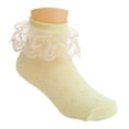 thumbnail image 4 of Akiihool Ruffle Socks for Girls Toddler Girls Lace Ruffle Frilly Ankle Socks Comfortable Cotton Socks(Yellow,14), 4 of 5