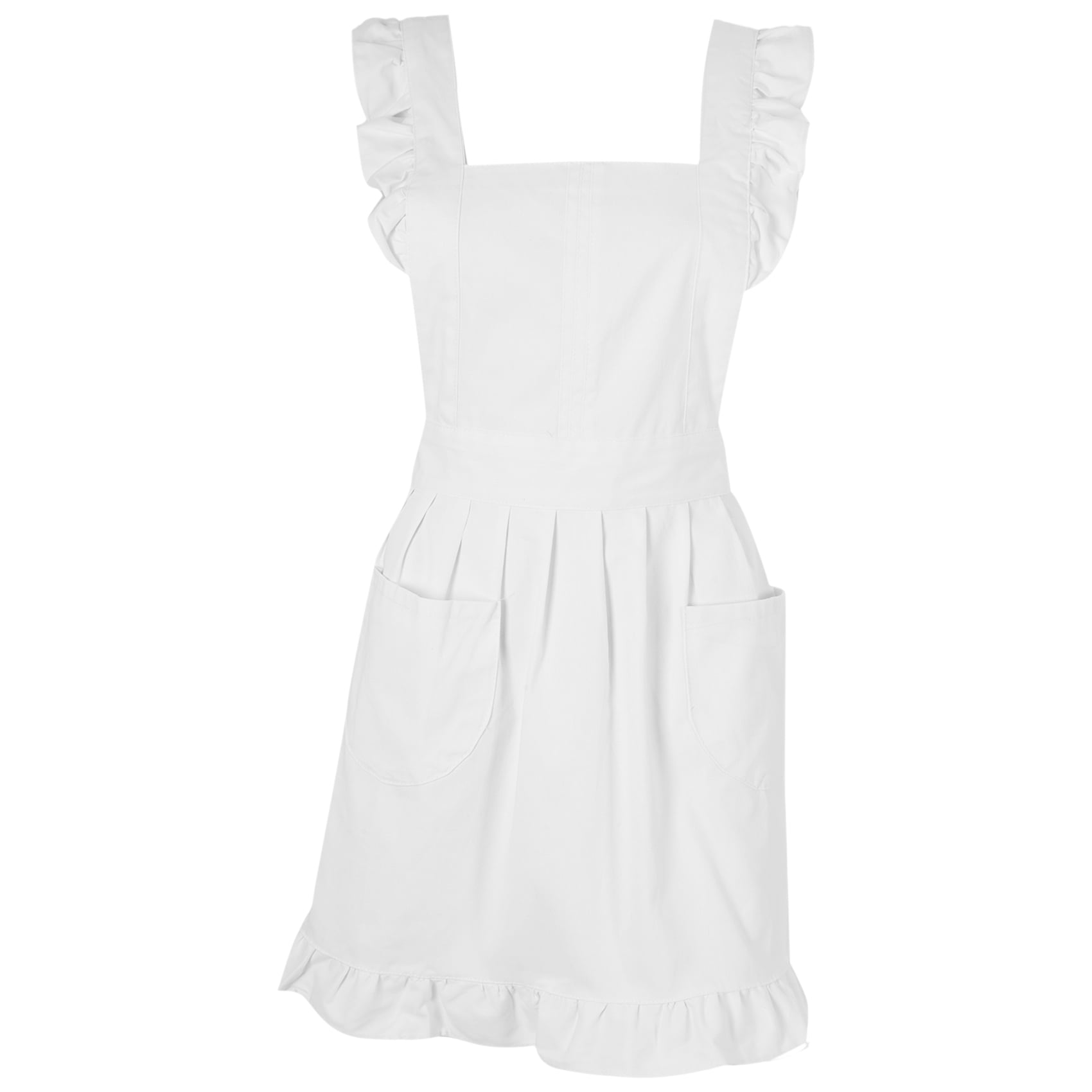 white fancy dress apron