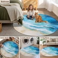 thumbnail image 6 of Abstract Waves Round Living Room Rugs 5 ft, Surrealism Spray Beach Ocean Watercolor Washable Area Rug with Non-Slip Sturdy Edge Binding Round Carpet for Entryway Kitchen Bedroom Bathroom, 6 of 9