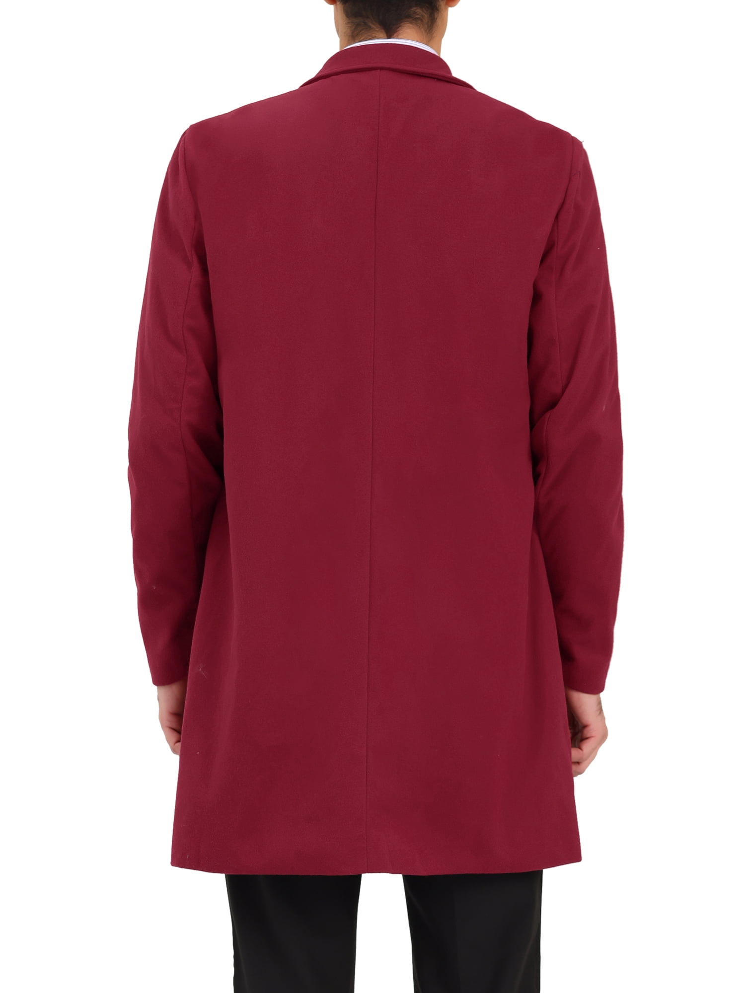 Unique Bargains Men's Trench Notch Lapel Single Breasted Classic Long Overcoat M Burgundy