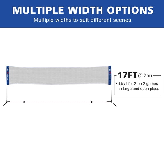 DOUBLE FISH Portable Badminton Net, Foldable Versatile Indoor Outdoor, 17FT
